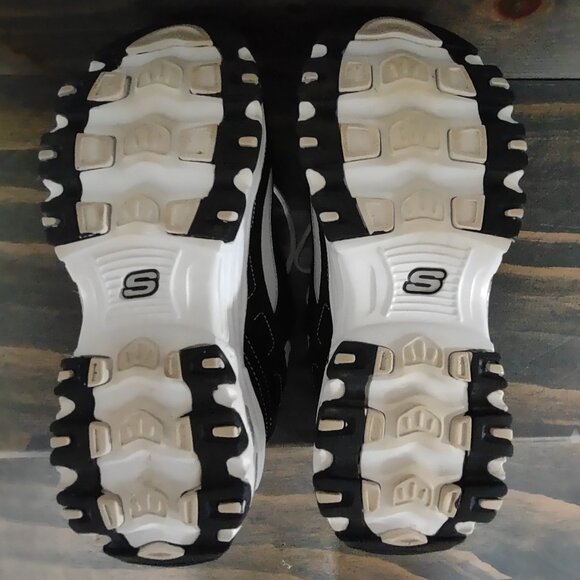 Skechers Women's  D'Lites Sport Biggest Fan Black White Glitter Size 7.5 - Picture 15 of 15